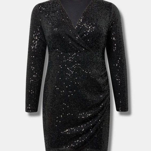 Torrid Mini Black Sequin Mesh Dress, NWT, Size 1X - Picture 6 of 6